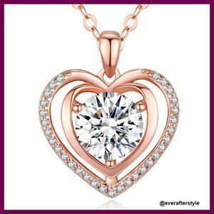 Moissanite Heart Pendant Necklace Elegant Minimal Chic Sterling Silver